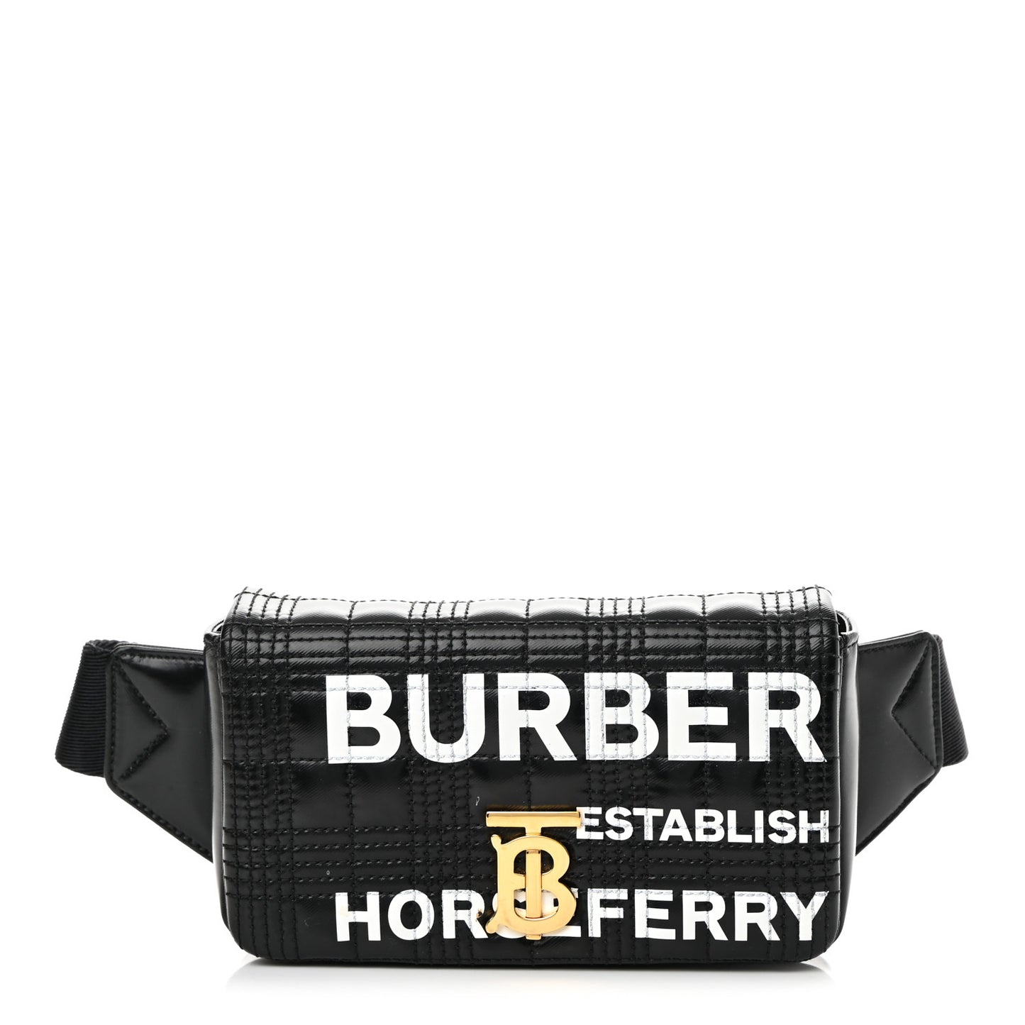Patent Quilted Horseferry Print Lola Bum Bag Black