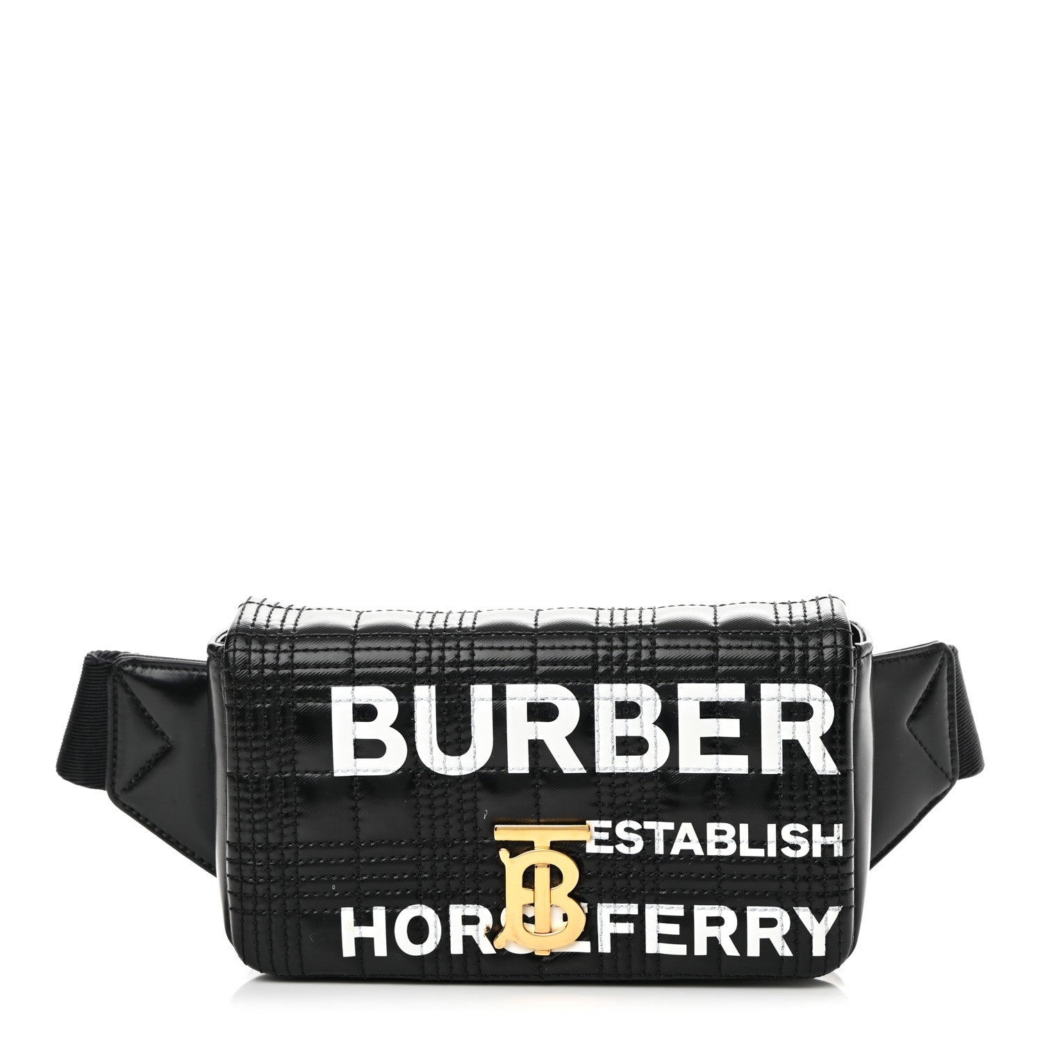 Burberry Patent Quilted Horseferry Print Lola Bum Bag Black 1 of 15