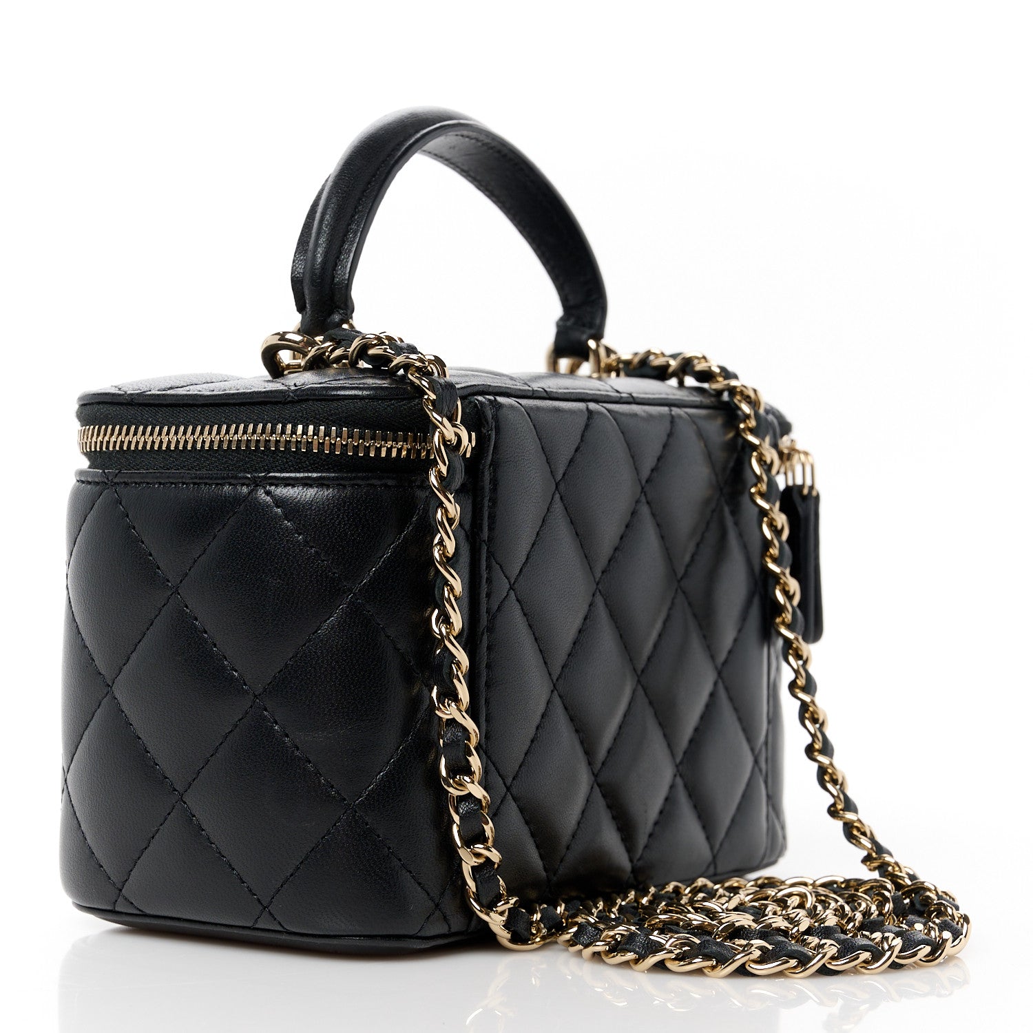 Chanel Lambskin Quilted Small Top Handle Vanity Case With Chain Black 3 of 13