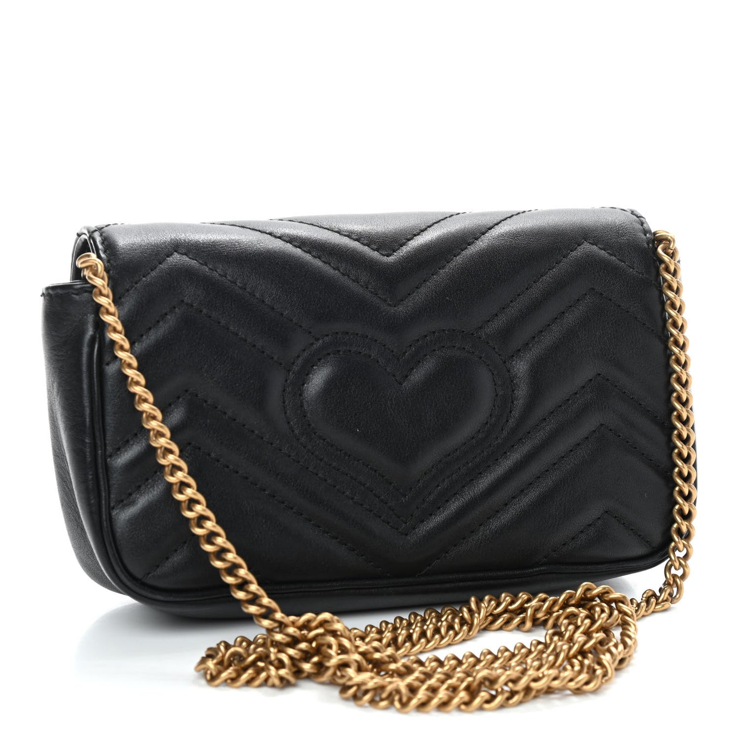 Calfskin Matelasse Super Mini GG Marmont Shoulder Bag Black