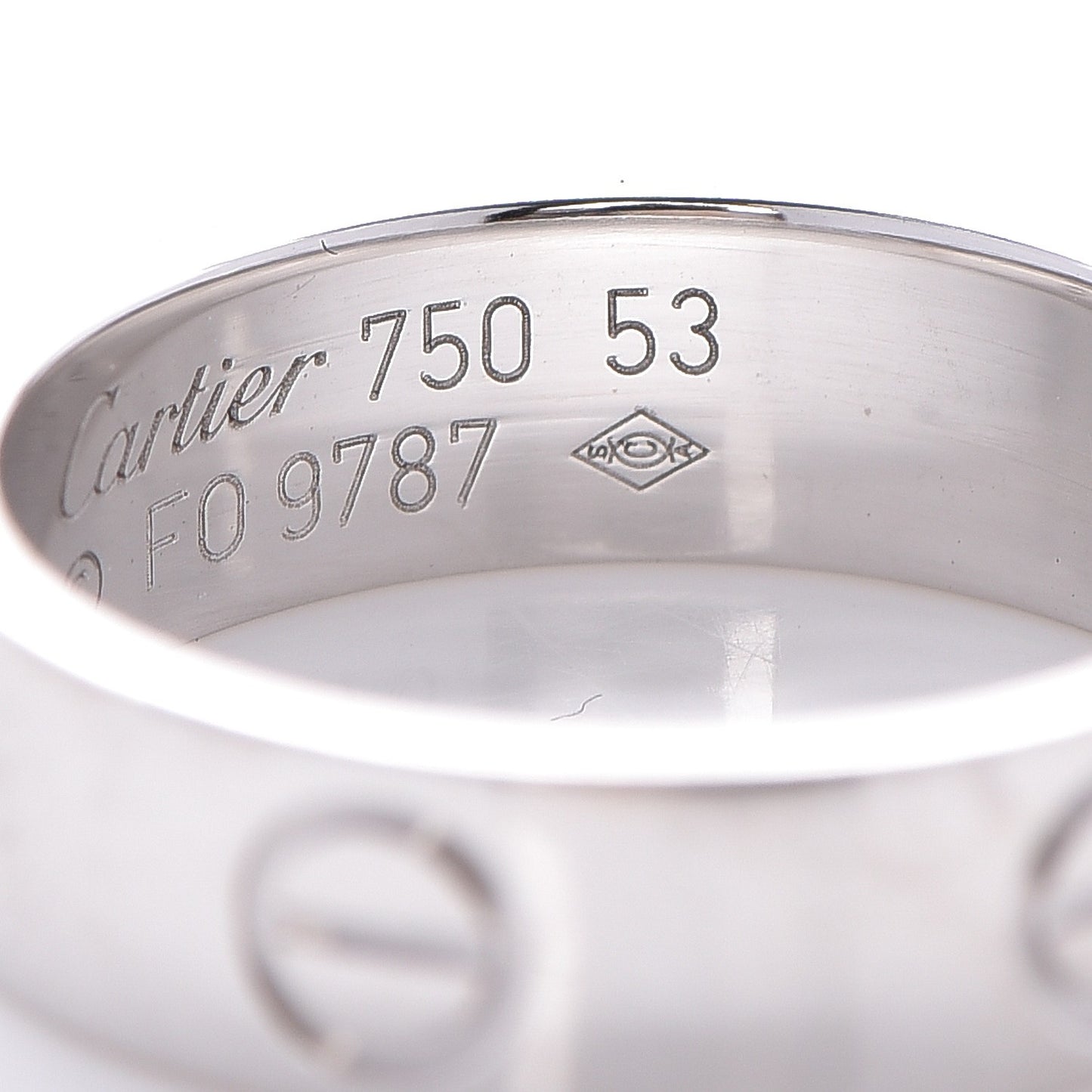 18K White Gold 5.5mm LOVE Ring 53 6.75