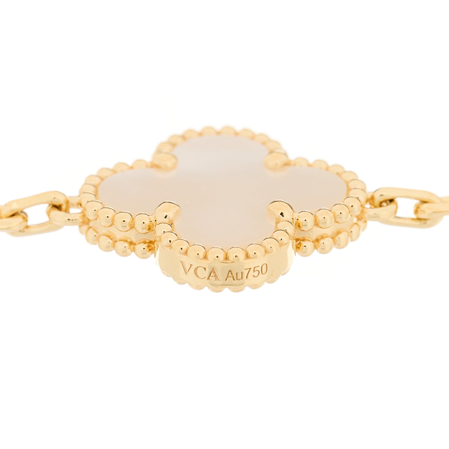 Van Cleef & Arpels 18K Yellow Gold Mother of Pearl 5 Motifs Vintage Alhambra Bracelet 3 of 4