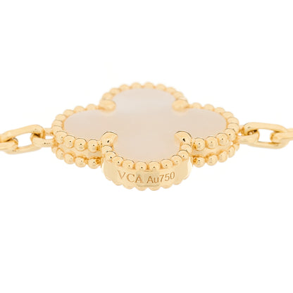 Van Cleef & Arpels 18K Yellow Gold Mother of Pearl 5 Motifs Vintage Alhambra Bracelet 3 of 4