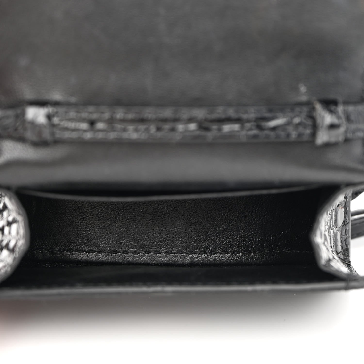 Balenciaga Shiny Calfskin Monochrome Crocodile Embossed Hourglass Top Handle Bag Mini Black 5 of 11