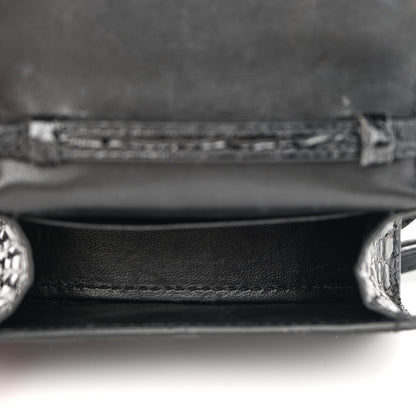 Balenciaga Shiny Calfskin Monochrome Crocodile Embossed Hourglass Top Handle Bag Mini Black 5 of 11