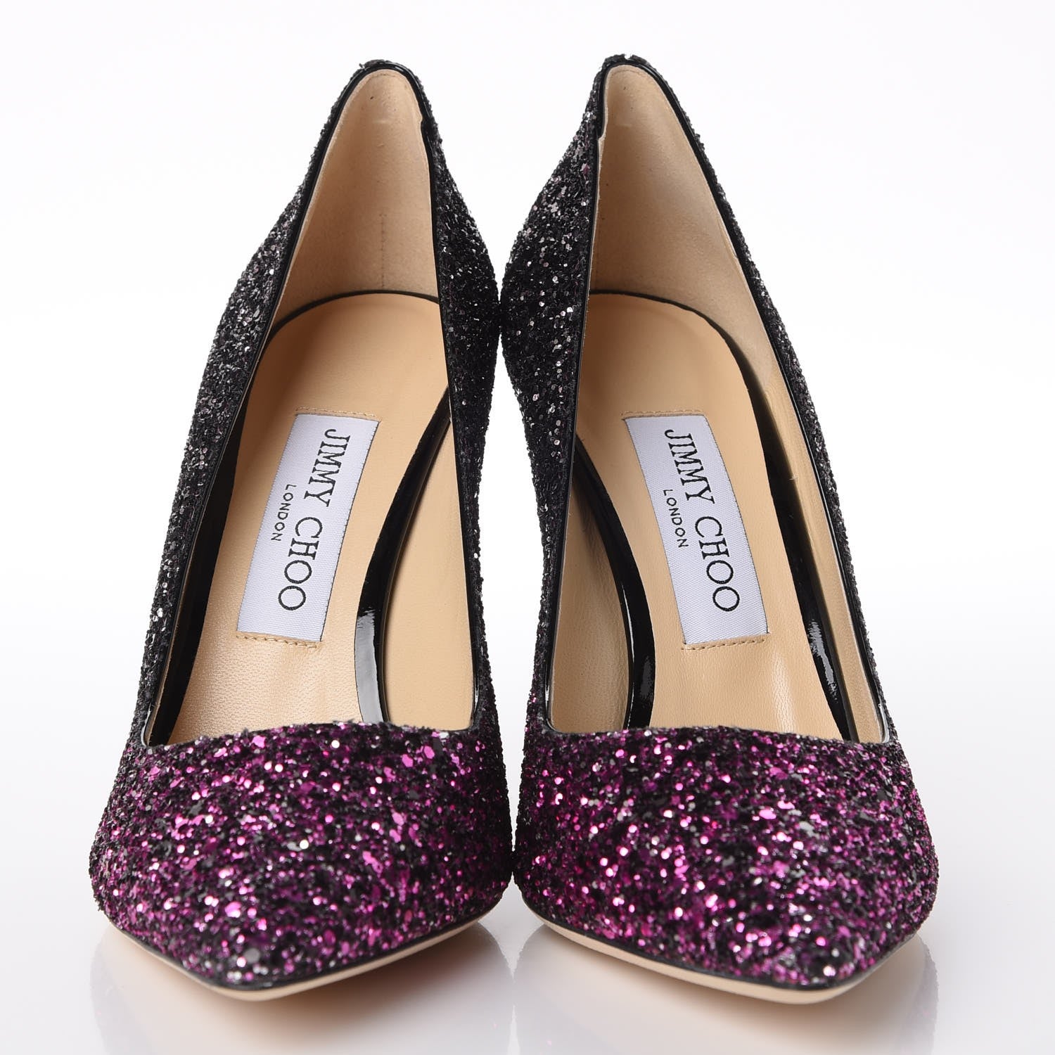 Jimmy Choo Coarse Glitter Degrade Romy 100 Pumps 37.5 Pink Black 2 of 10