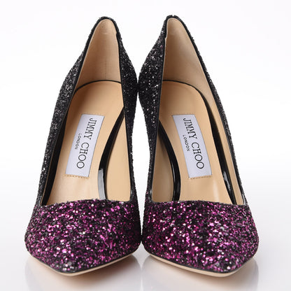 Jimmy Choo Coarse Glitter Degrade Romy 100 Pumps 37.5 Pink Black 2 of 10