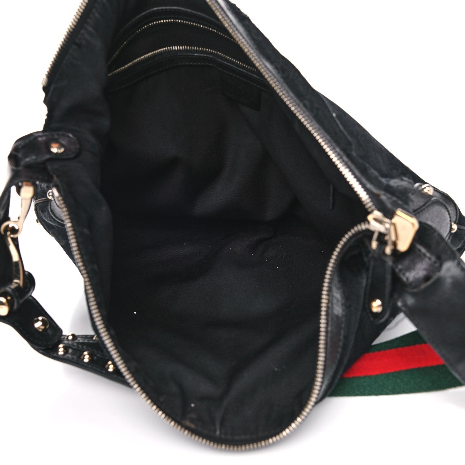 Gucci Monogram Web Studded Pelham Shoulder Bag Black 5 of 13