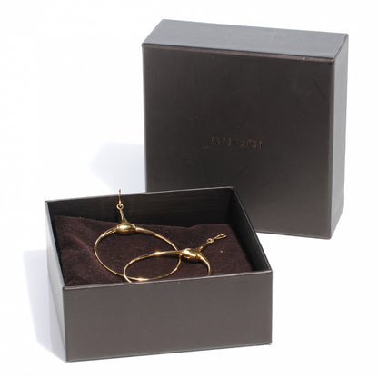 Gucci 18K Yellow Gold Horsebit Drop Hoop Earrings 3 of 4