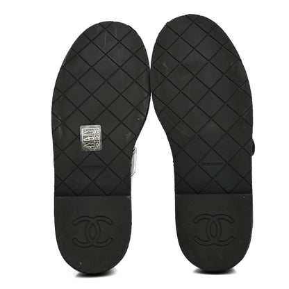 Chanel Crumpled Lambskin Cap Toe Chain CC Turnlock Mary Jane Flats 35 Black 6 of 8