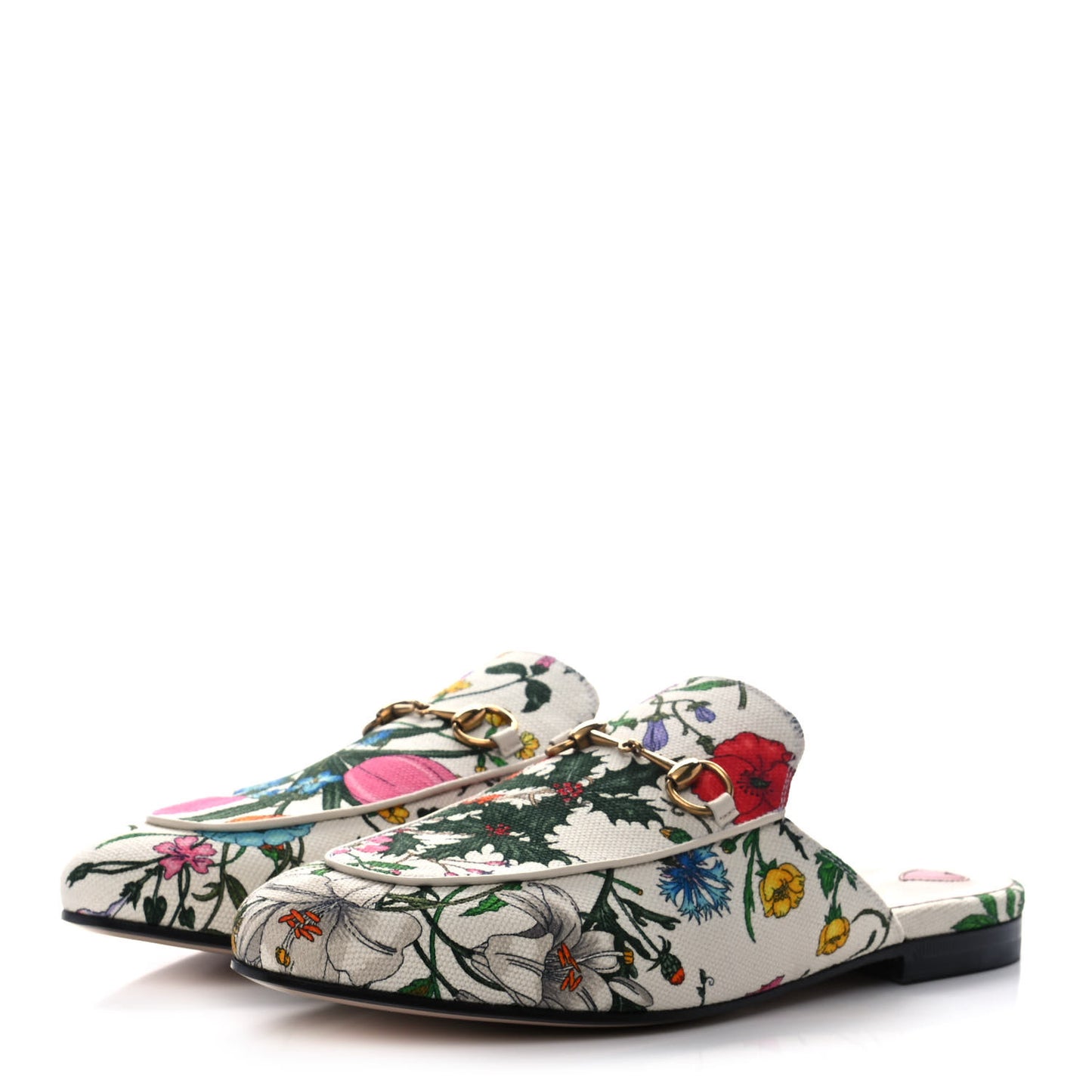 Canvas Flora Womens Princetown Slippers 40 White Multicolor