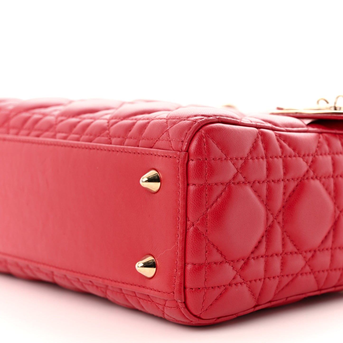 Lambskin Cannage Small Lucky Badges My Lady Dior Red