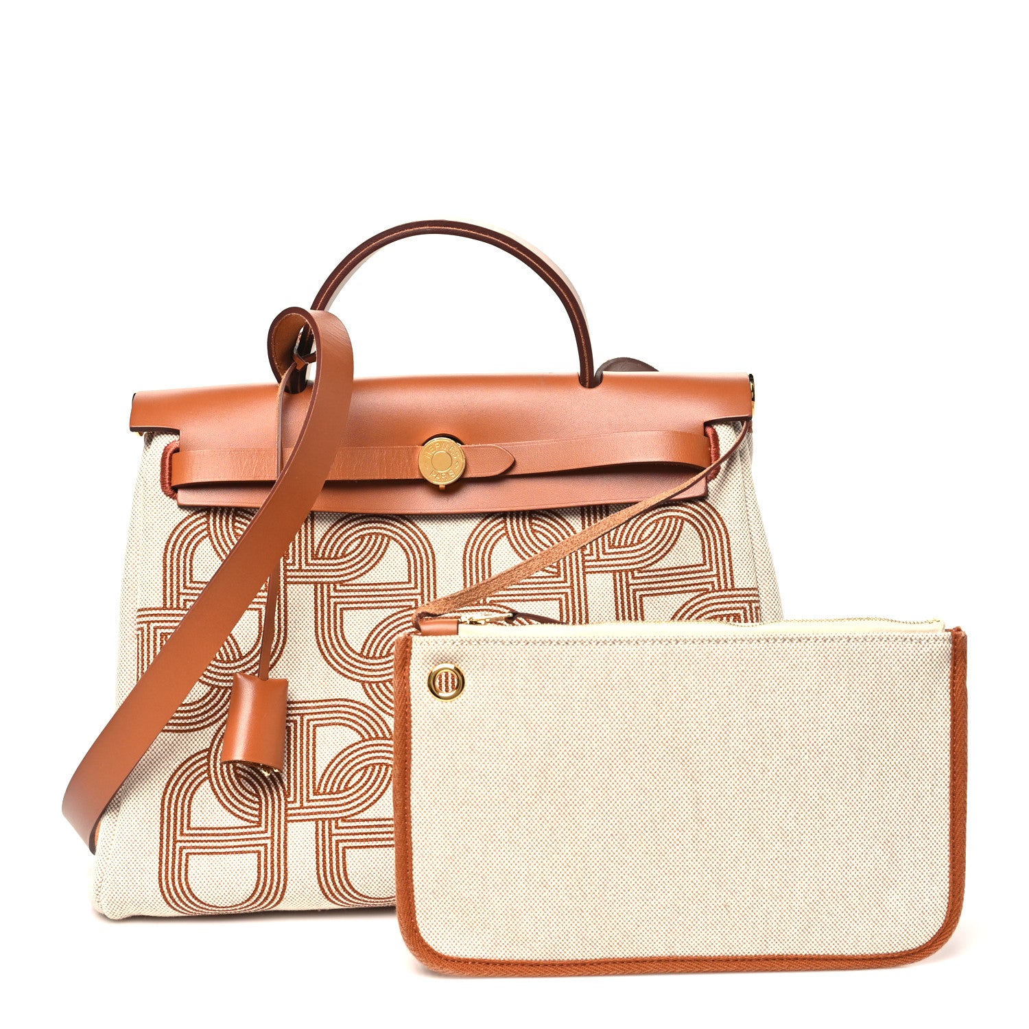 Hermes H Plume Canvas Vache Hunter Circuit 24 Herbag Zip Retourne 31 Naturel 3 of 11
