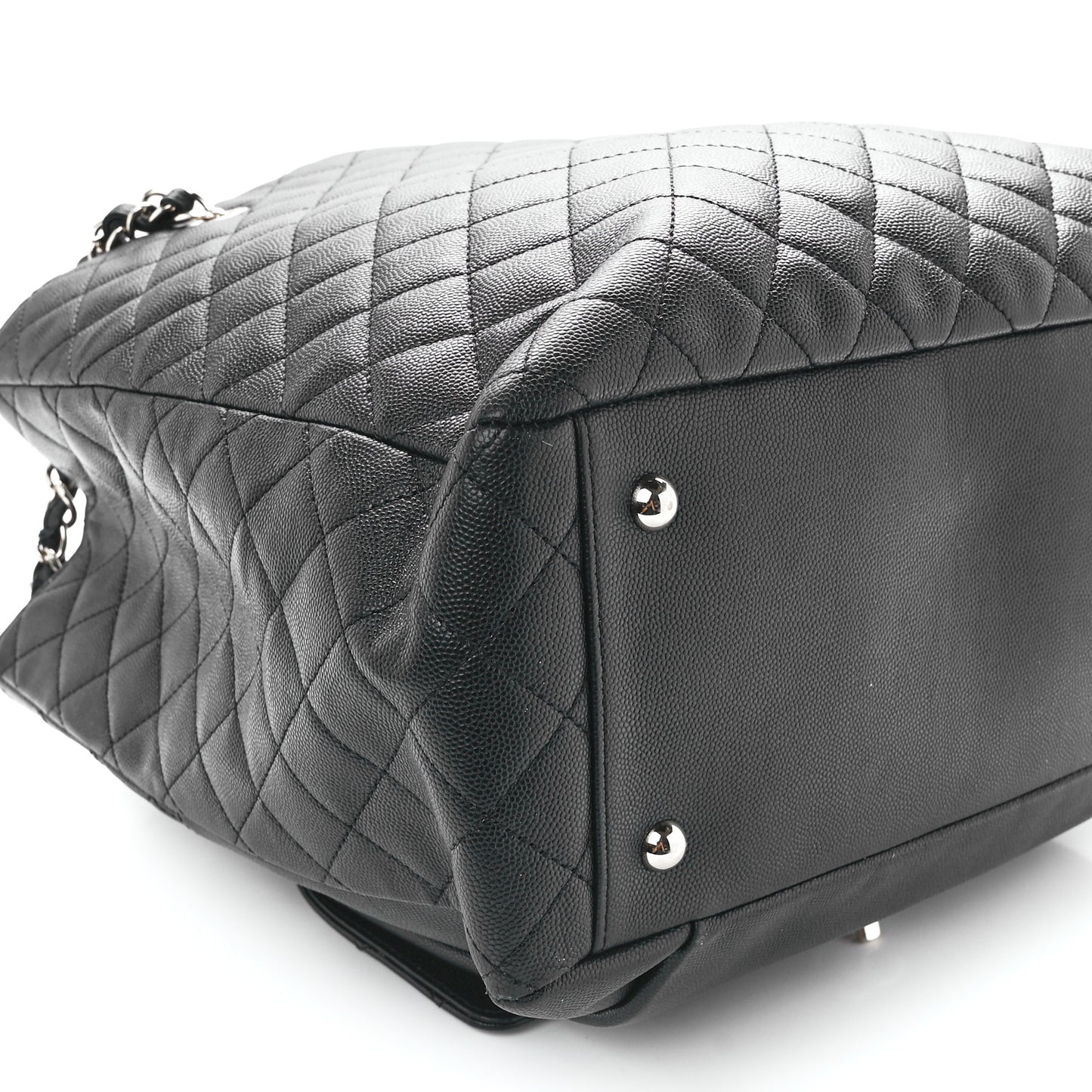 Caviar Quilted Pocket Large Tote Black
