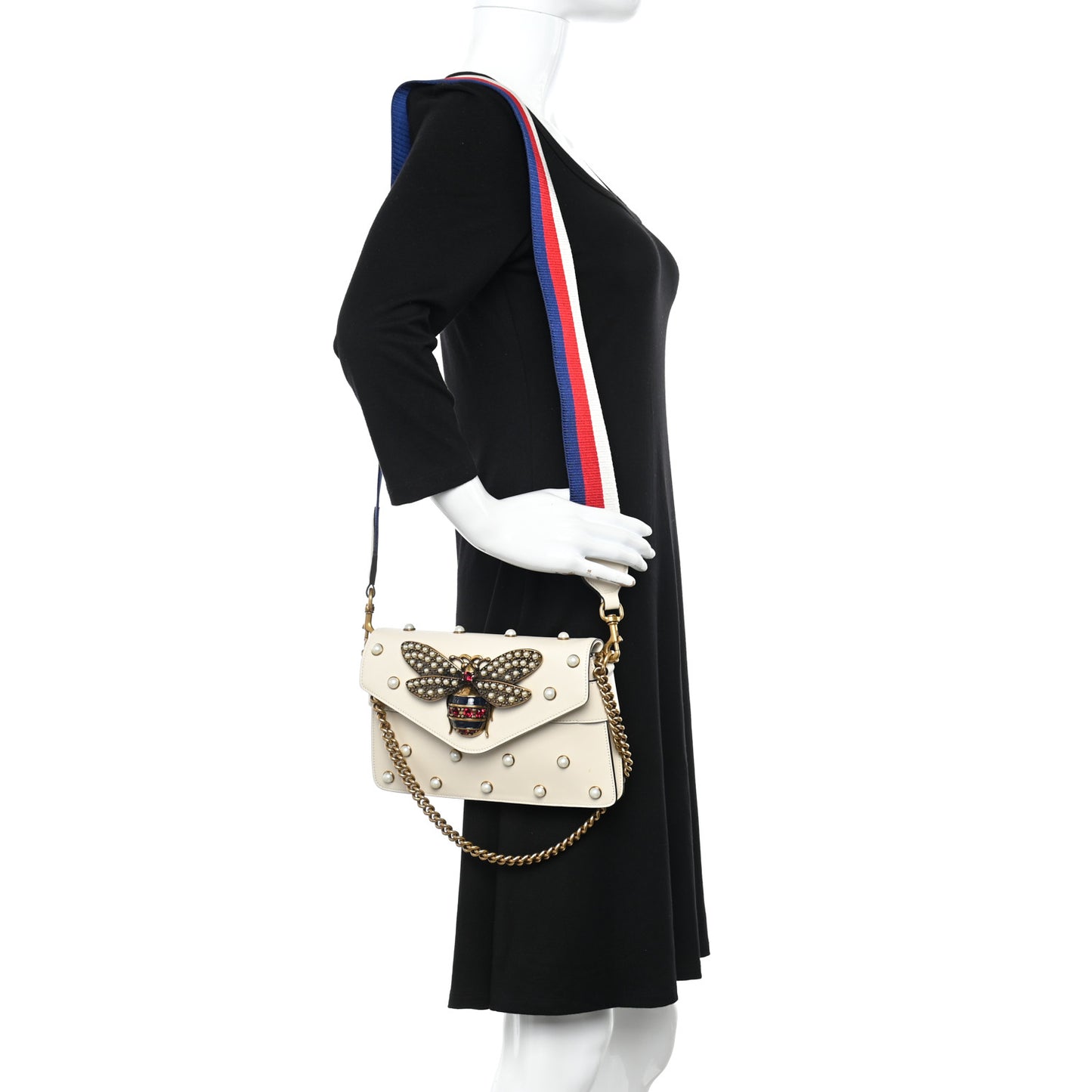 Nappa Pearl Studded Mini Queen Margaret Broadway Shoulder Bag Mystic White