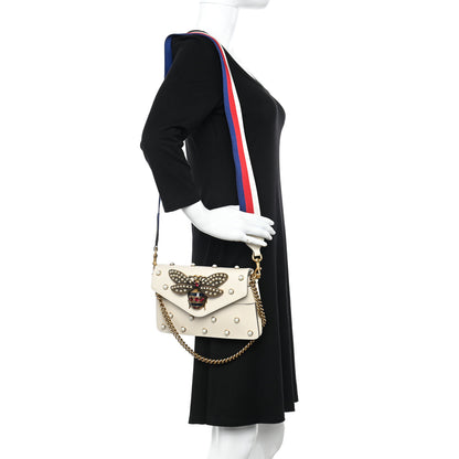 Gucci Nappa Pearl Studded Mini Queen Margaret Broadway Shoulder Bag Mystic White 2 of 14