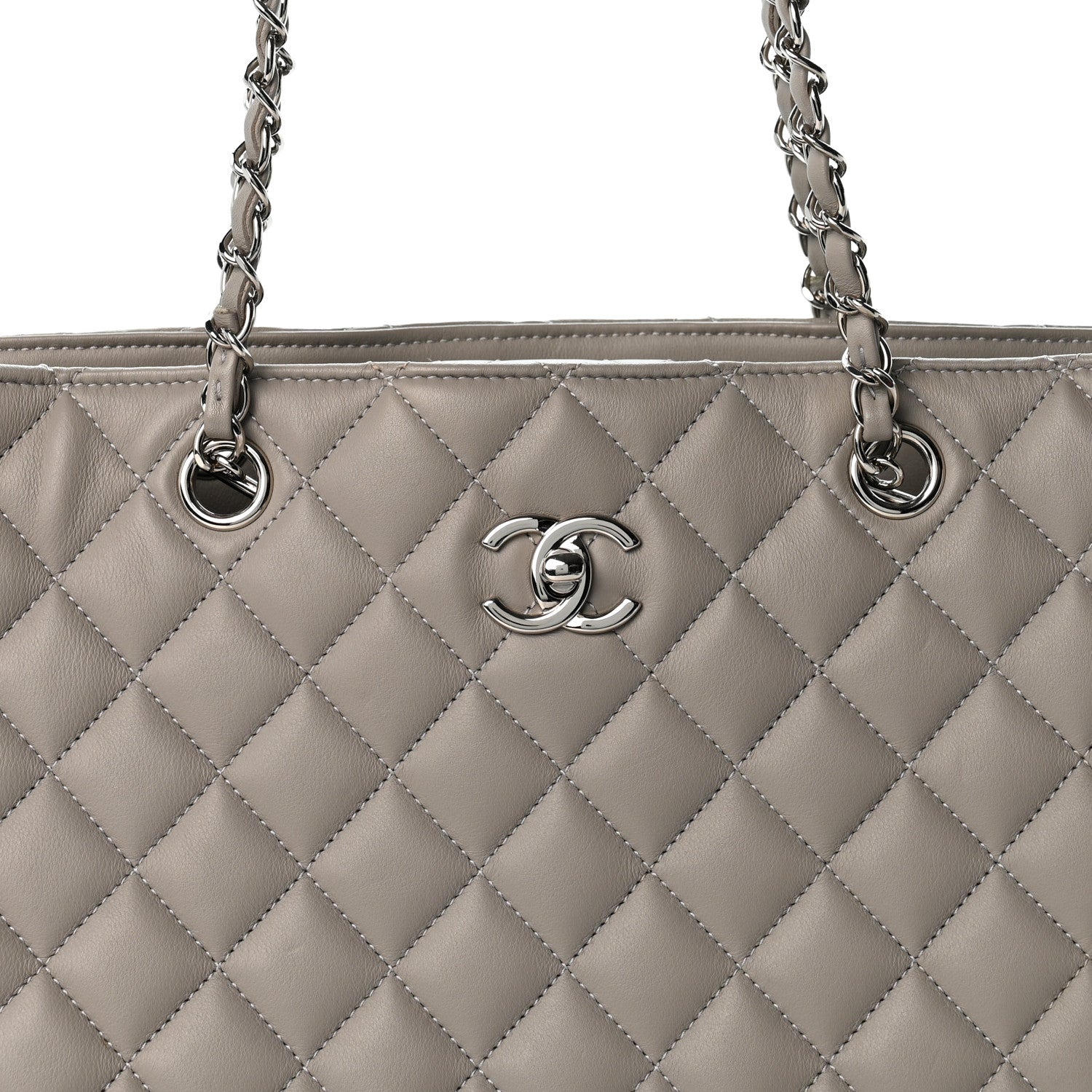 Chanel Calfskin Quilted Large Classic Shopping Tote Grey 8 of 12