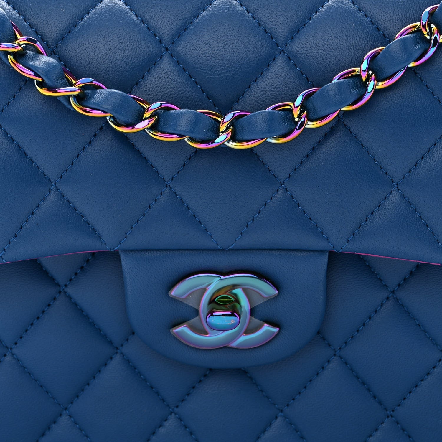 Chanel Lambskin Quilted Small Double Flap Blue Purple 8 of 12