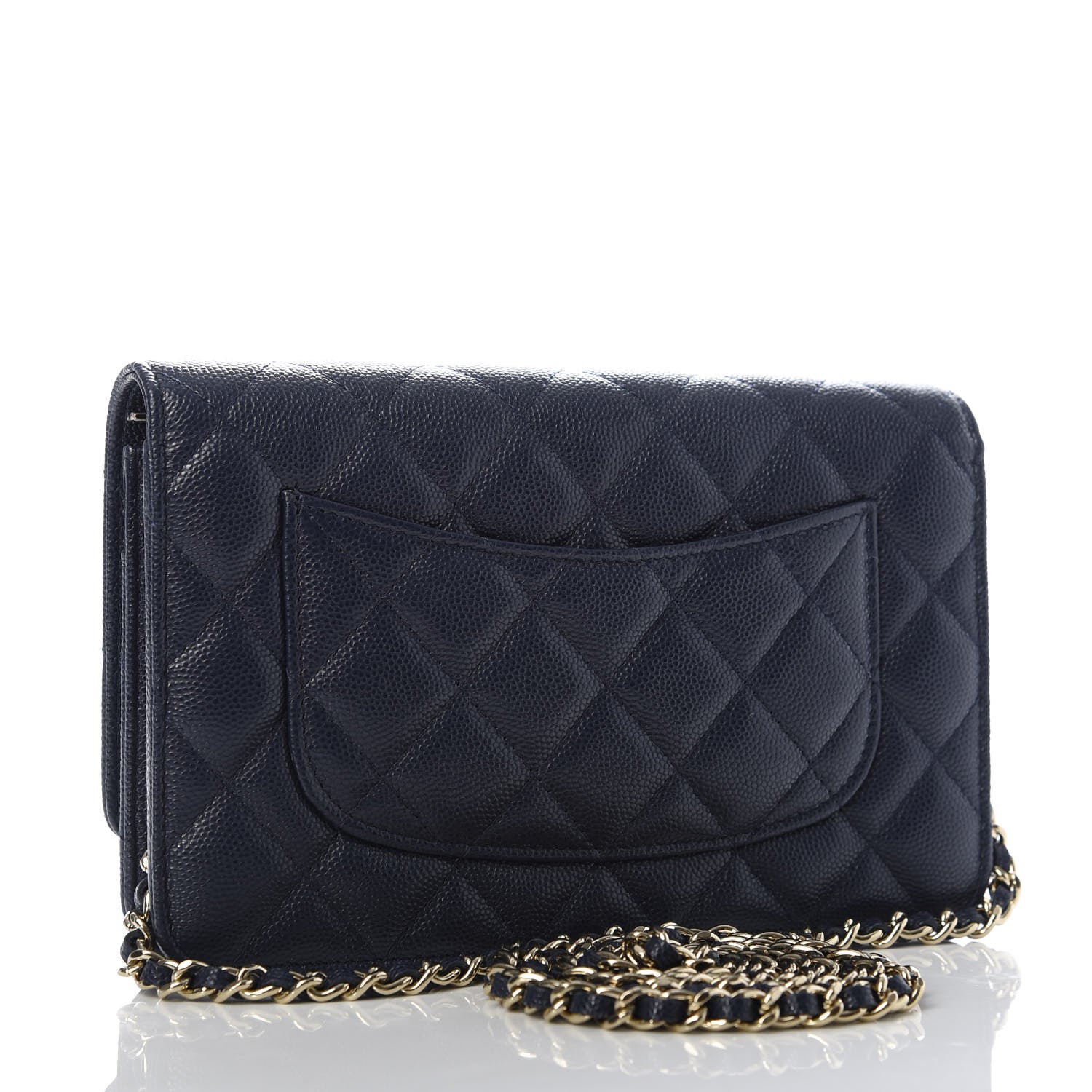 Chanel Caviar Quilted Wallet On Chain WOC Navy Blue 3 of 11