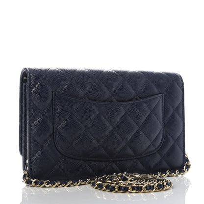 Chanel Caviar Quilted Wallet On Chain WOC Navy Blue 3 of 11