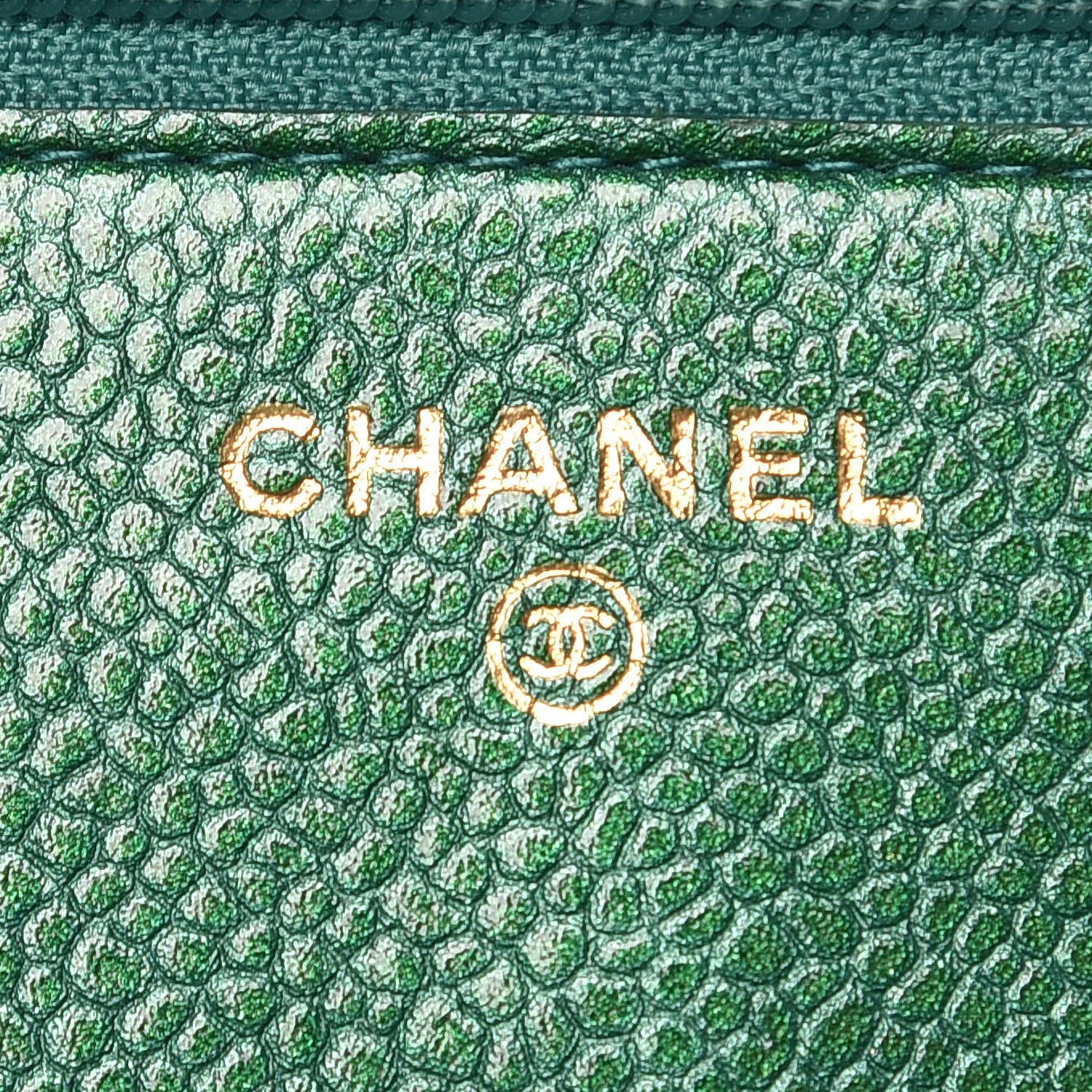 Chanel Metallic Caviar Quilted Wallet On Chain WOC Green 8 of 11