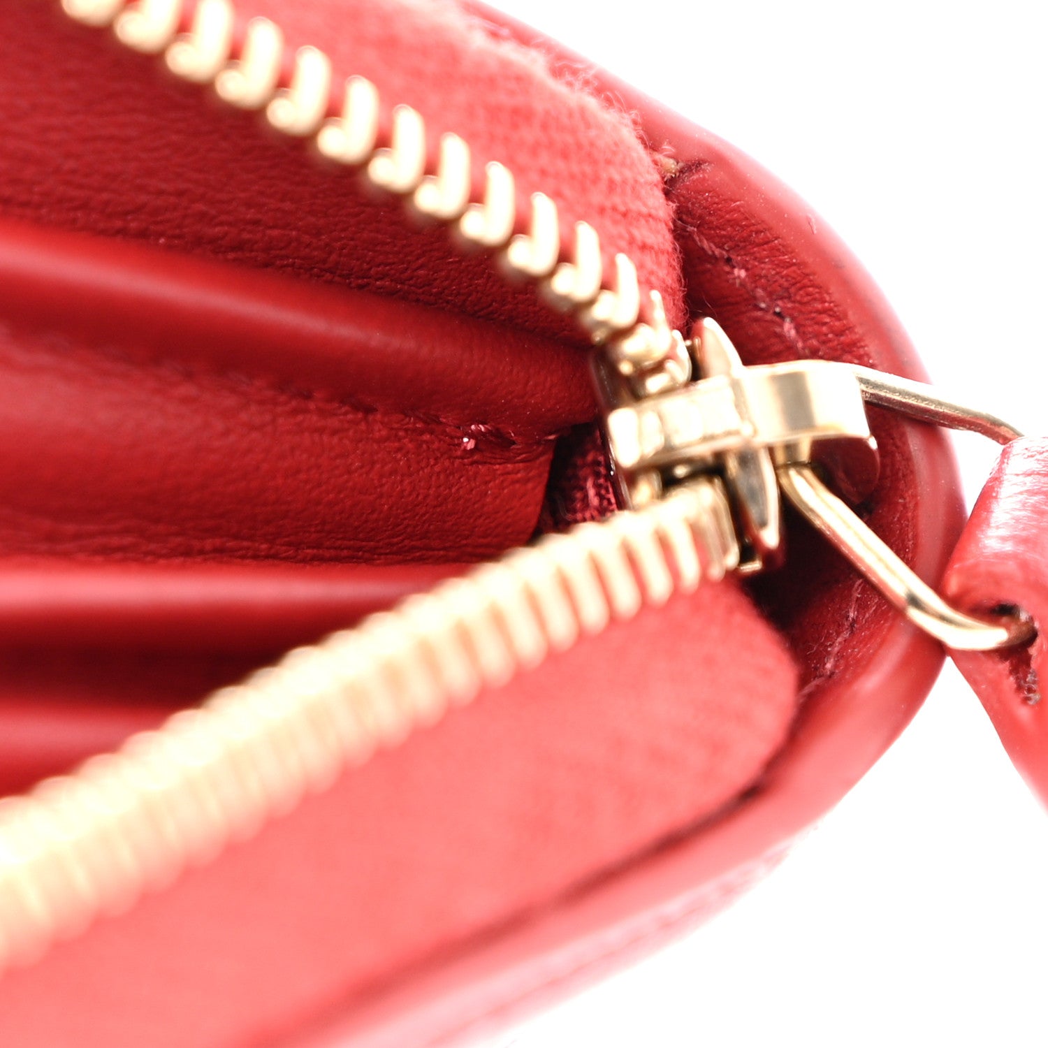 Chanel Caviar Quilted Filigree Zip Around Coin Purse Red 8 of 9