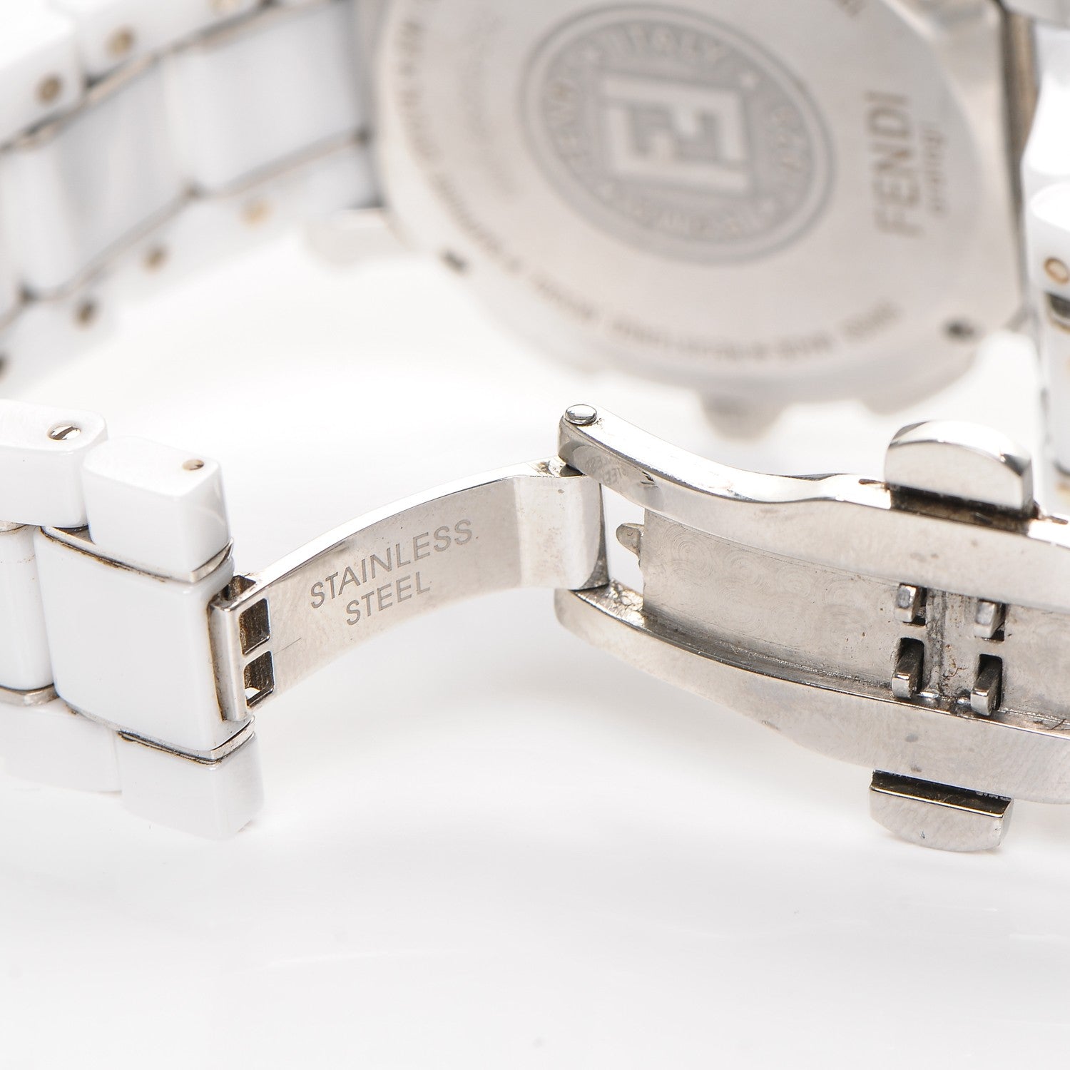 Fendi Stainless Steel Ceramic 38mm Chronograph Quartz Watch White 7 of 9