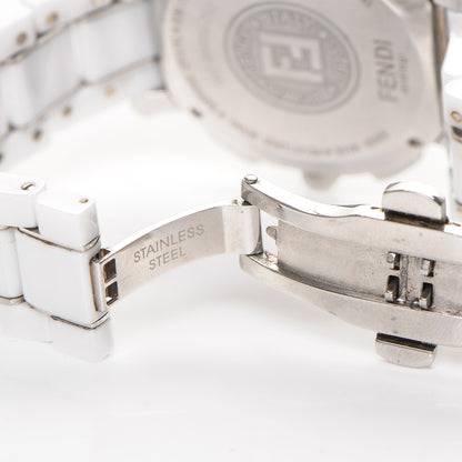 Fendi Stainless Steel Ceramic 38mm Chronograph Quartz Watch White 7 of 9