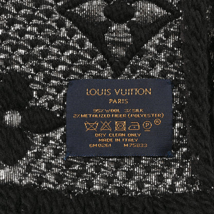 Louis Vuitton Wool Silk Logomania Shine Scarf Black 3 of 4