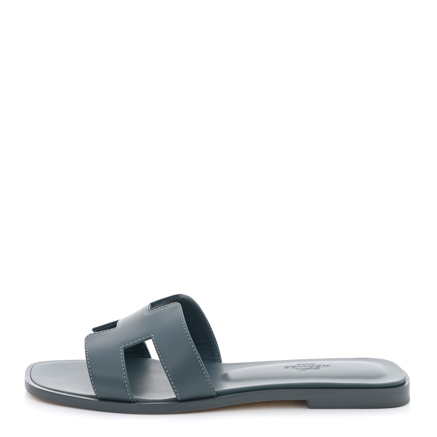 Hermes Box Calfskin Oran Sandals 38 Bleu Pinede 1 of 9