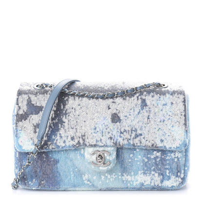 Chanel Sequin Large Waterfall Flap Light Blue 1 of 10