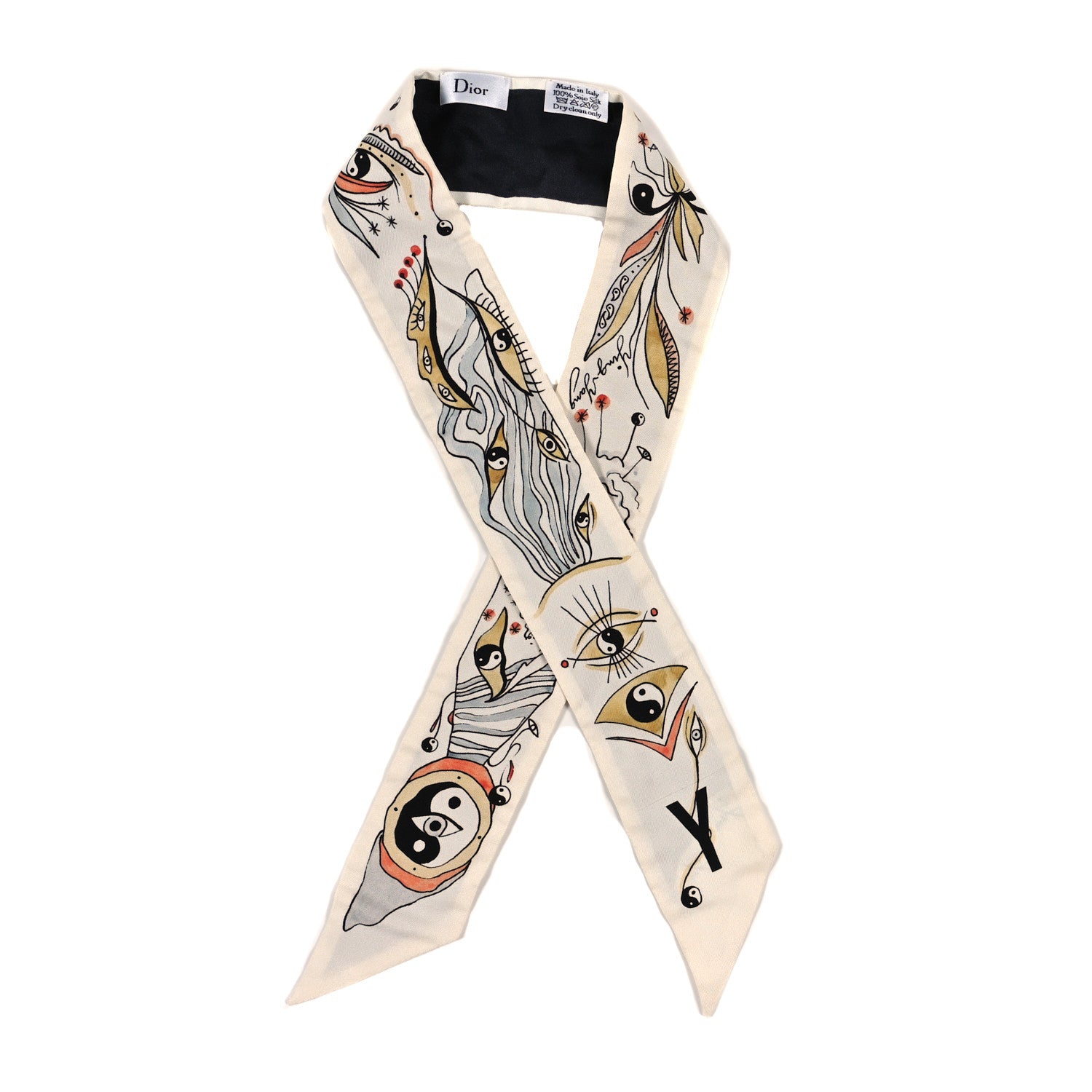 Christian Dior Silk Mitzah ABCDior Y Yin Yang Scarf Multicolor 1 of 3