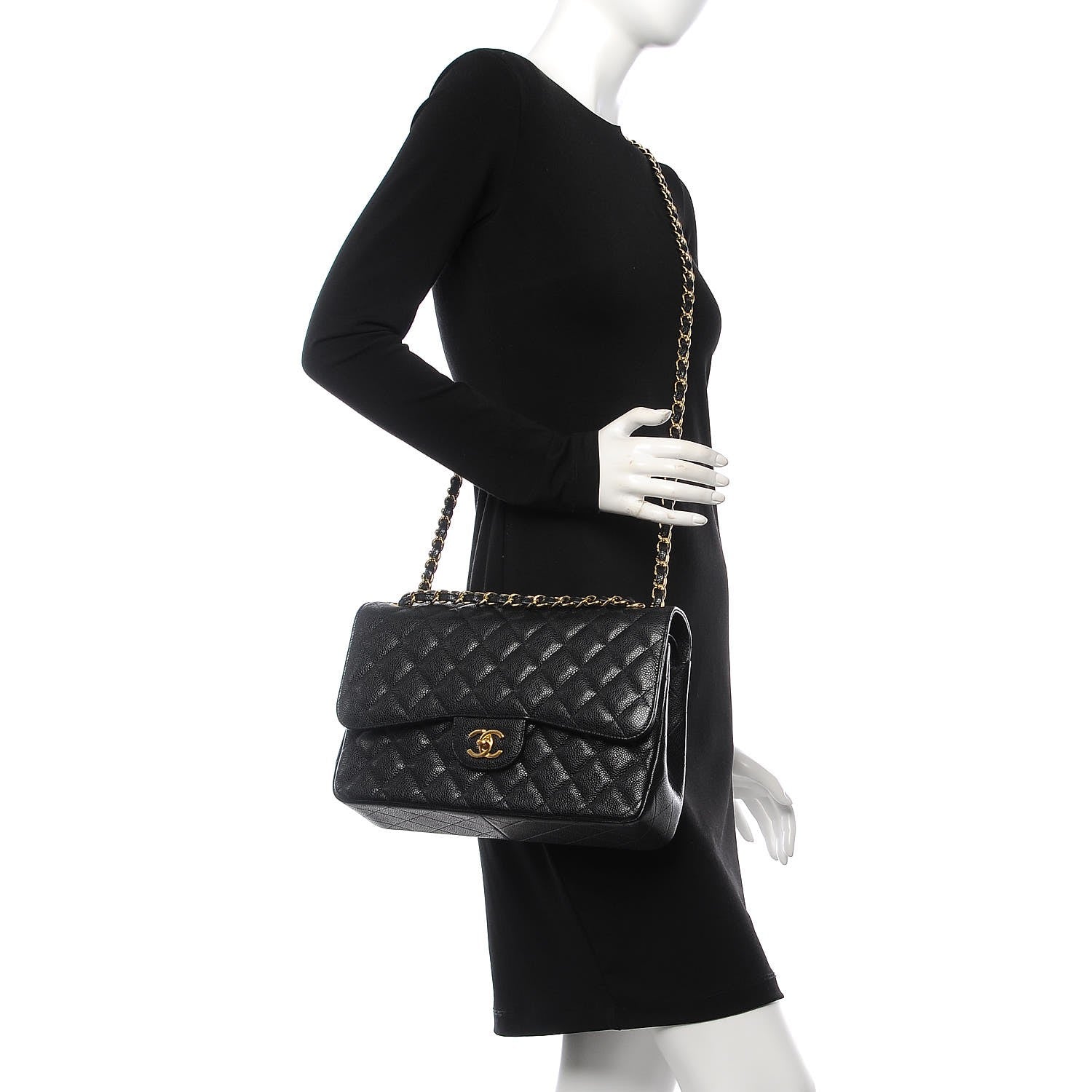 Chanel Caviar Quilted Jumbo Double Flap Black 2 of 8