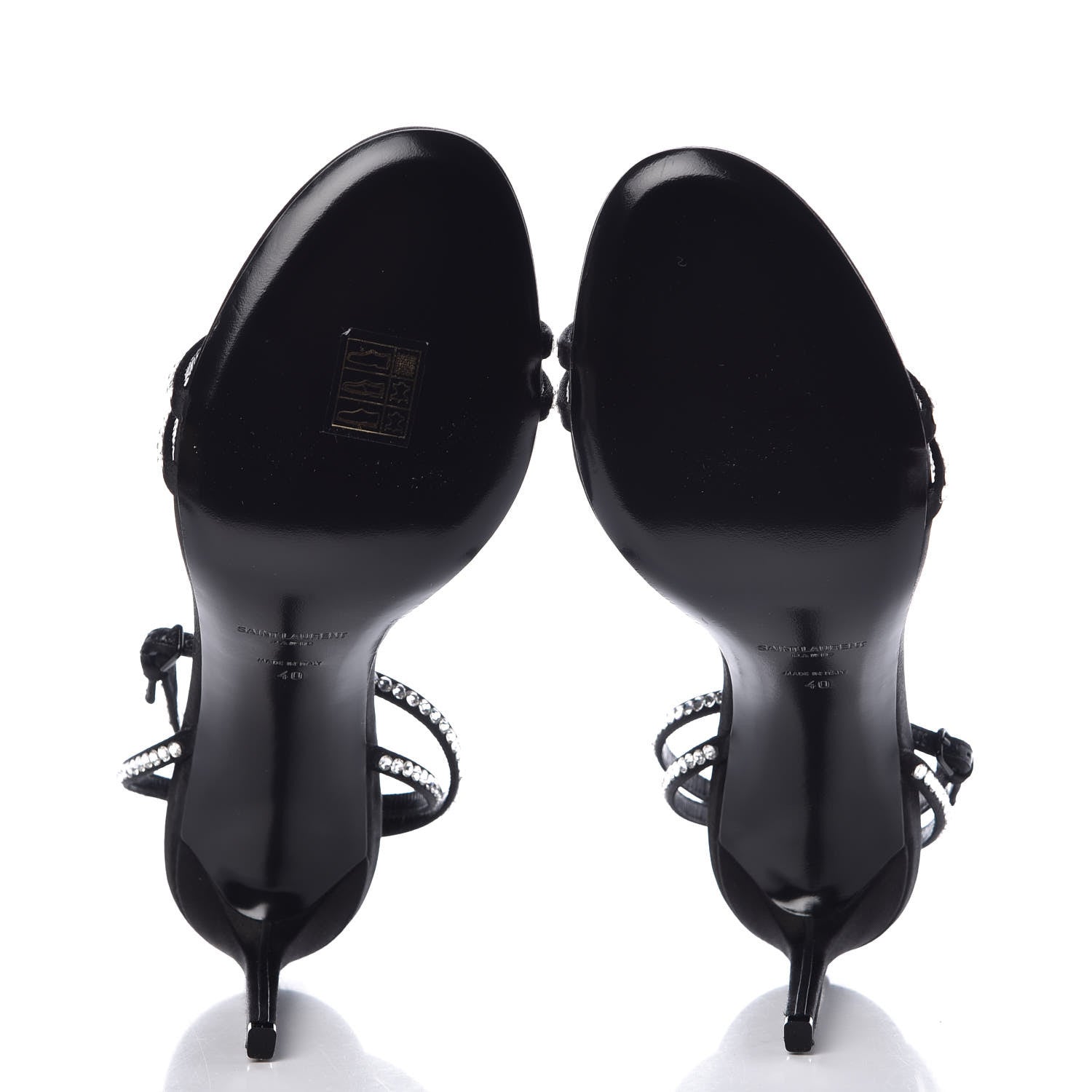 Saint Laurent Satin Crystal Robin 85 Ankle Strap Sandals 40 Black 5 of 8