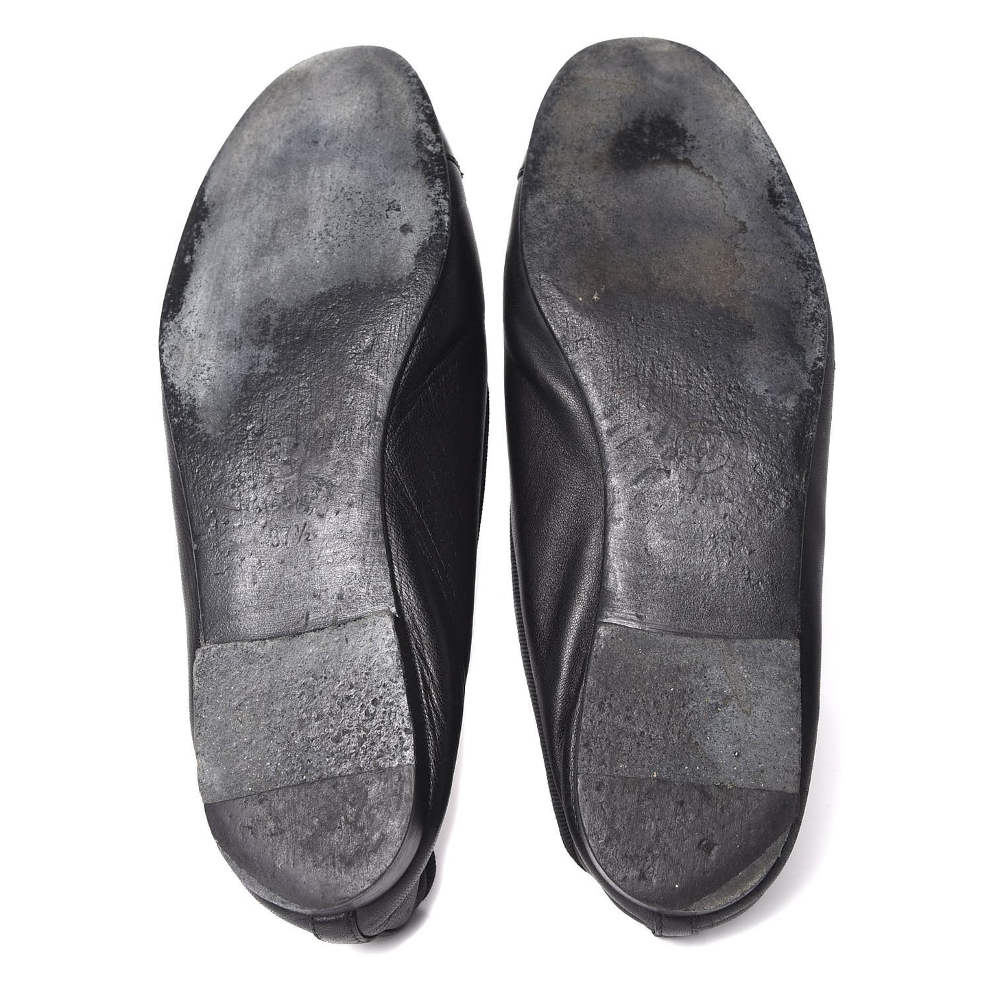Lambskin Patent Cap Toe Ballerina Flats 37.5 Black