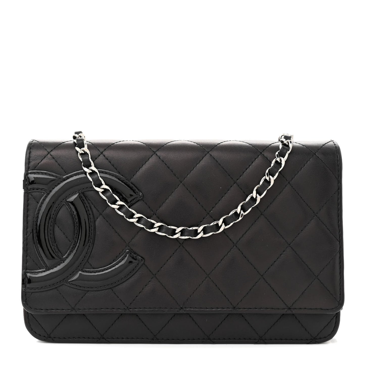 Calfskin Quilted Cambon Wallet on Chain WOC Black