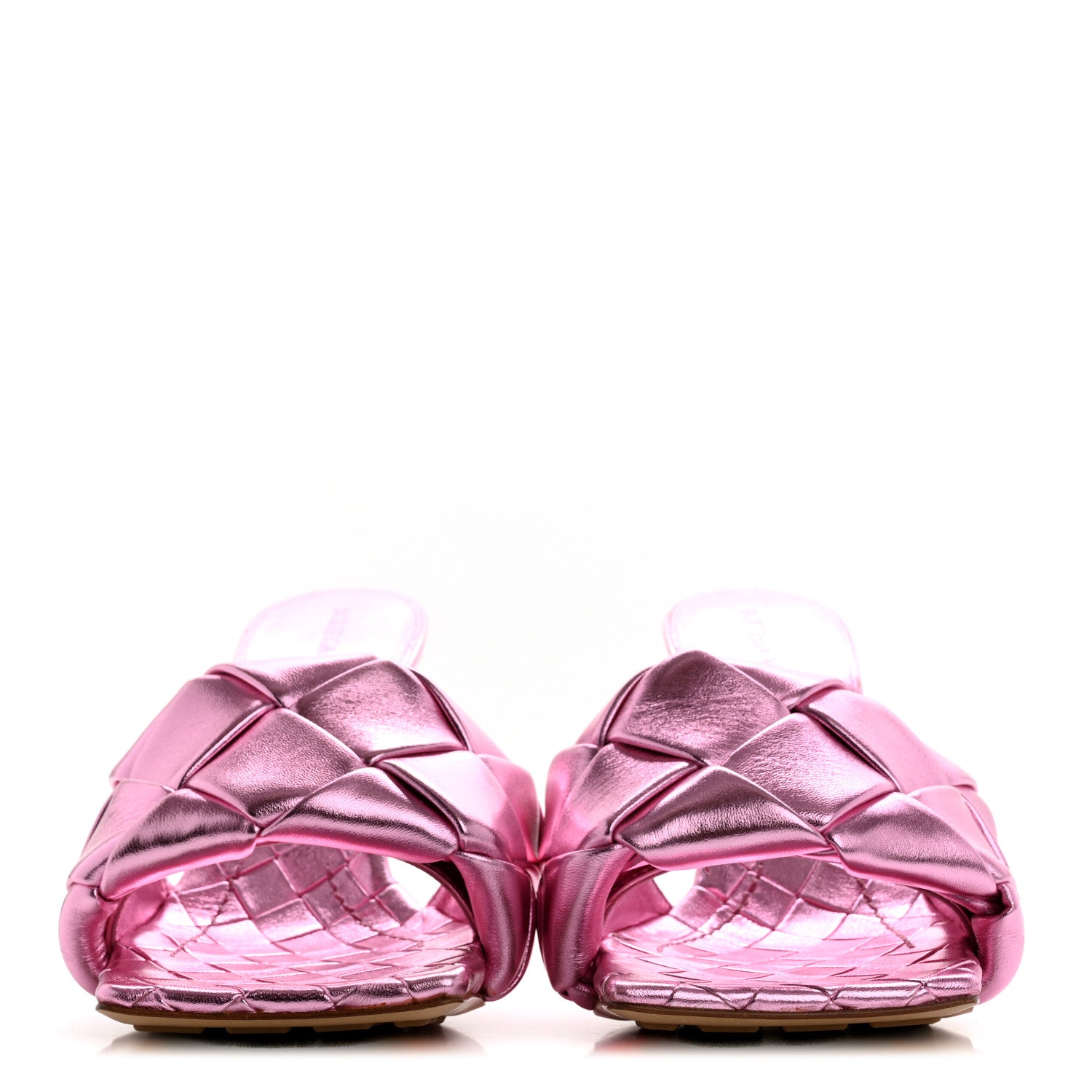Bottega Veneta Metallic Nappa Maxi Intrecciato Lido 90mm Mule Sandals 37.5 Azalea 3 of 9