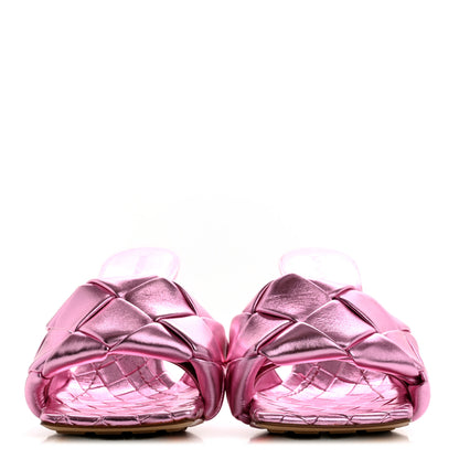 Bottega Veneta Metallic Nappa Maxi Intrecciato Lido 90mm Mule Sandals 37.5 Azalea 3 of 9