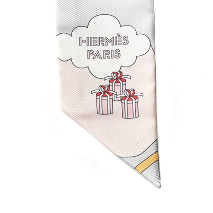Hermes Silk Carres Volants Twilly Grenadine Gris Perle Rose Pale 2 of 4