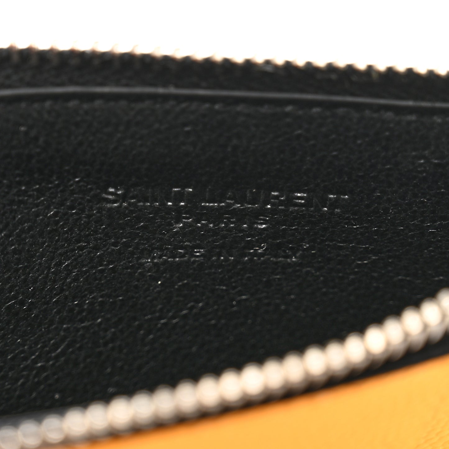 Grained Calfskin 5 Fragments Zip Pouch Card Holder Senape Yellow