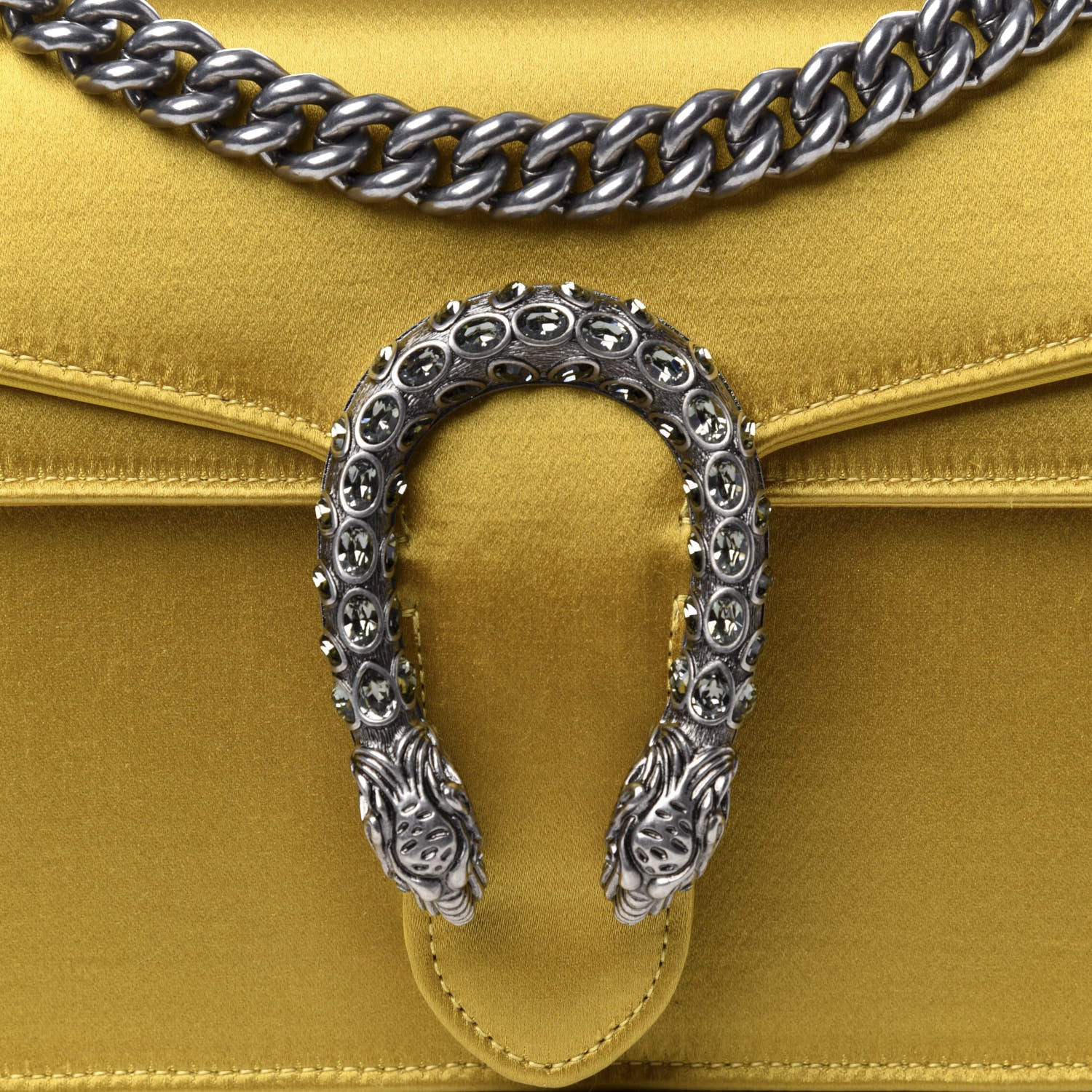 Gucci Satin Silk Crystal Small Dionysus Shoulder Bag Gold Black Diamond 10 of 10