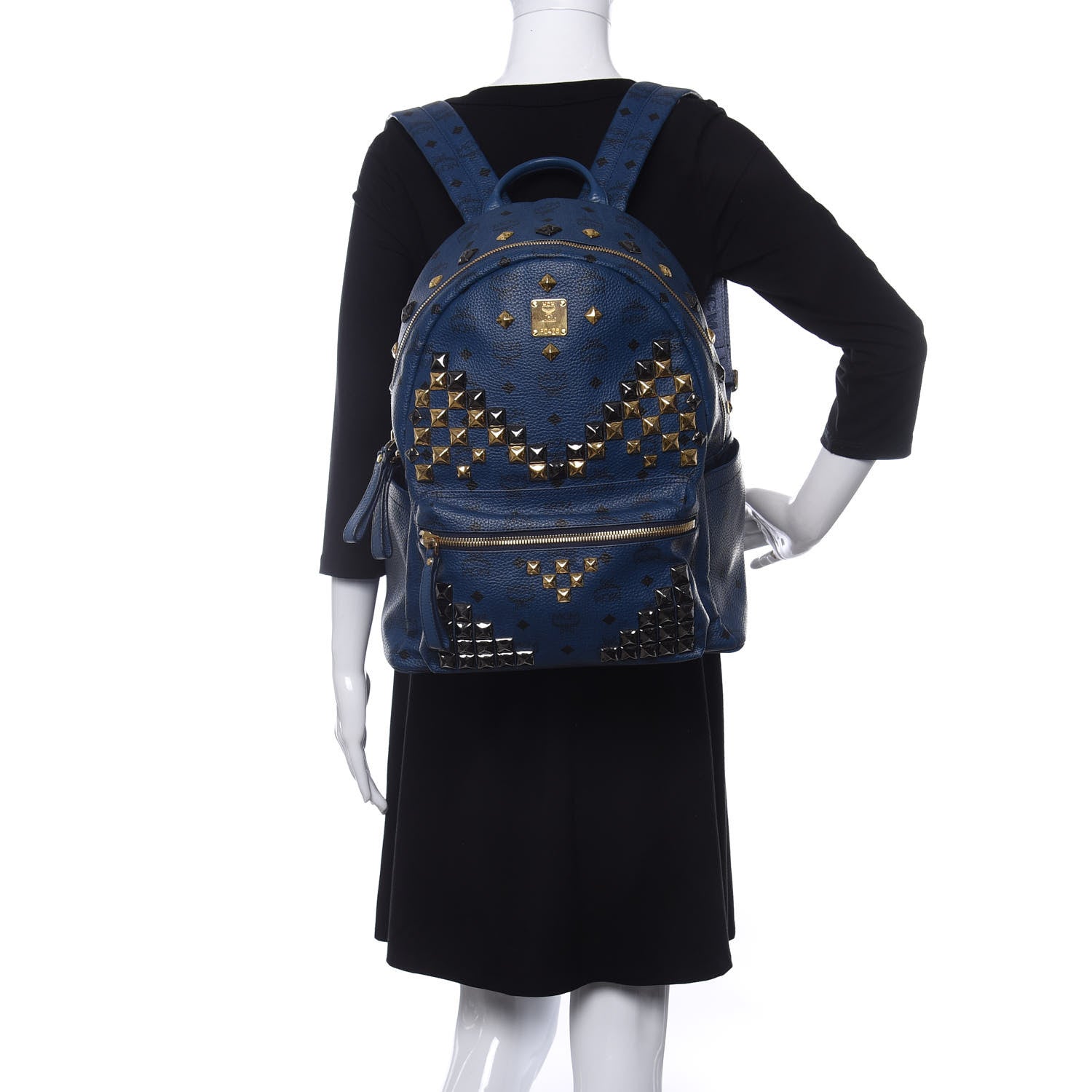 MCM Visetos Studded Medium Stark M Backpack Blue 2 of 9