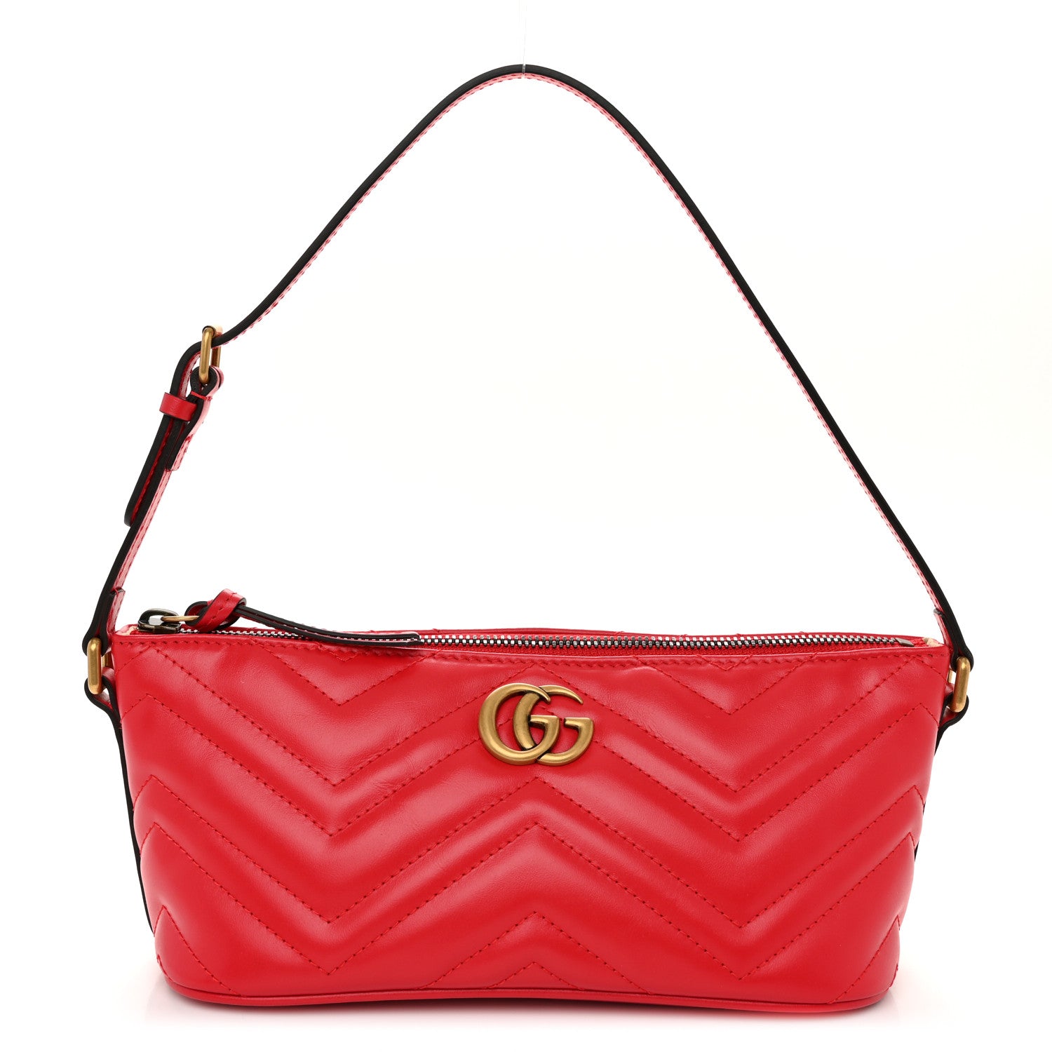 Gucci Calfskin Matelasse Chevron GG Marmont Sling Shoulder Bag Rosso 1 of 10