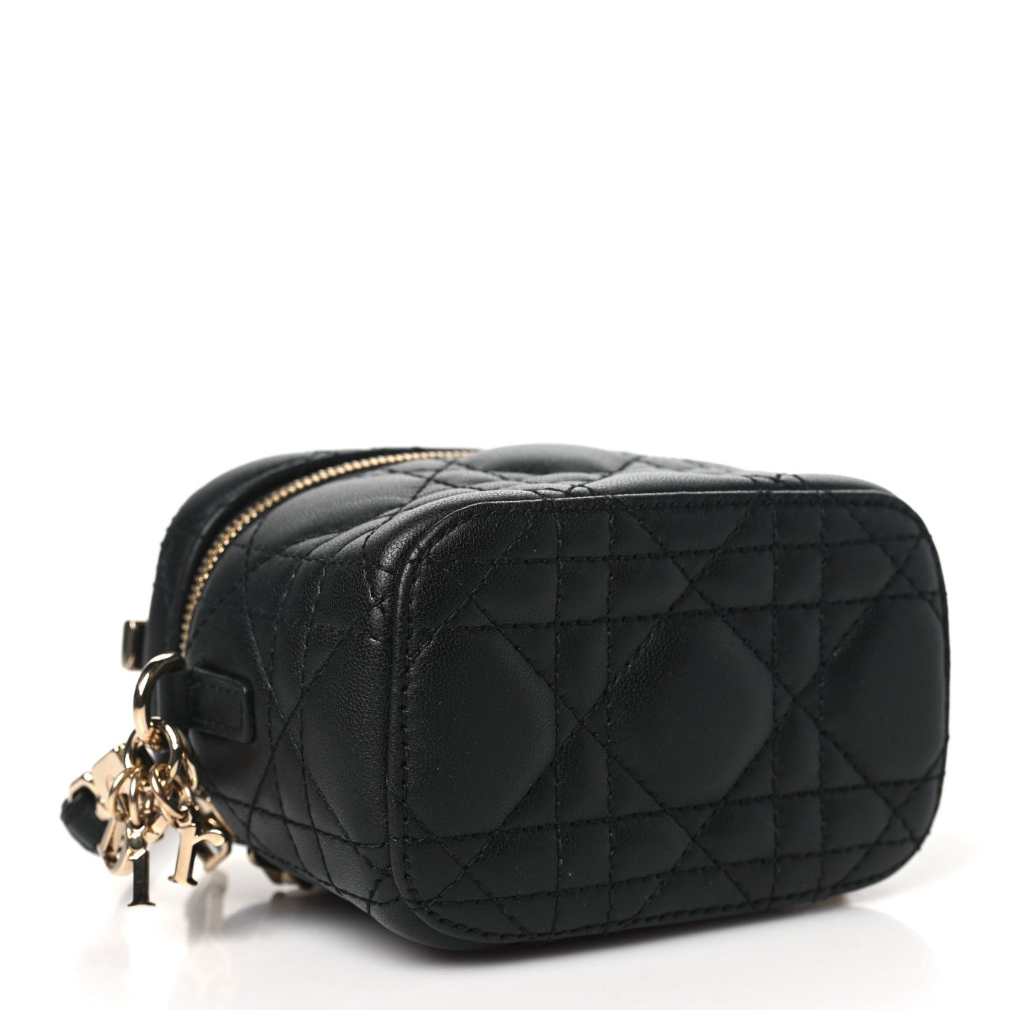 Lambskin Cannage Micro Lady Dior Vanity Case Black