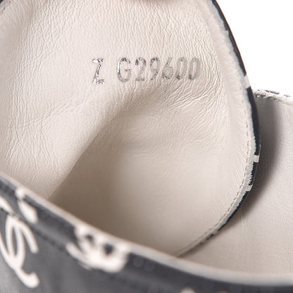 Chanel Lambskin Printed CC Lace Up Espadrilles 38 Black White 9 of 10