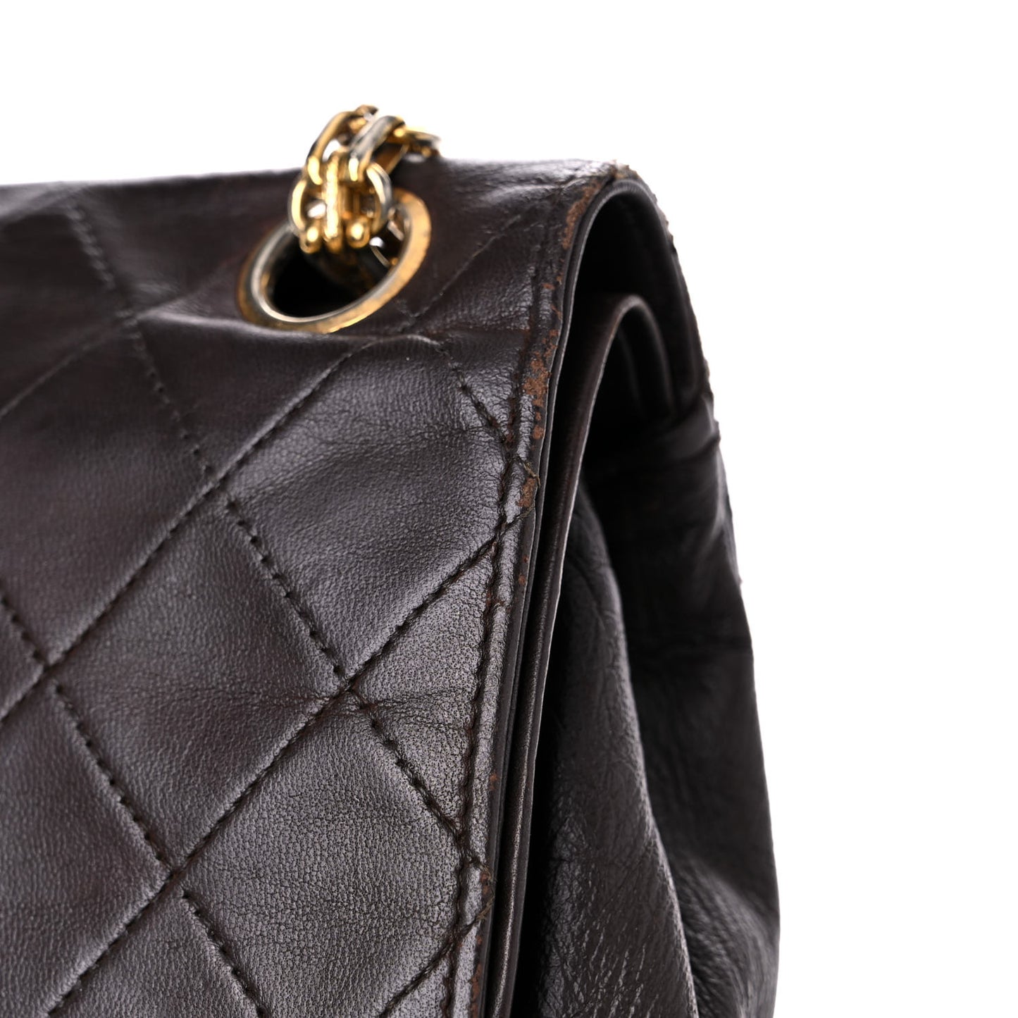 Lambskin Quilted Medium Bijoux Chain Double Flap Brown