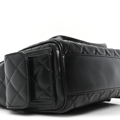 Chanel Shiny Crumpled Lambskin Quilted Medium Preppy Pocket Camera Case Black 9 of 10