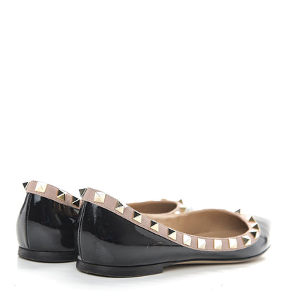 Valentino Garavani Patent Rockstud Ballerina Flats 35.5 Black Poudre 4 of 13