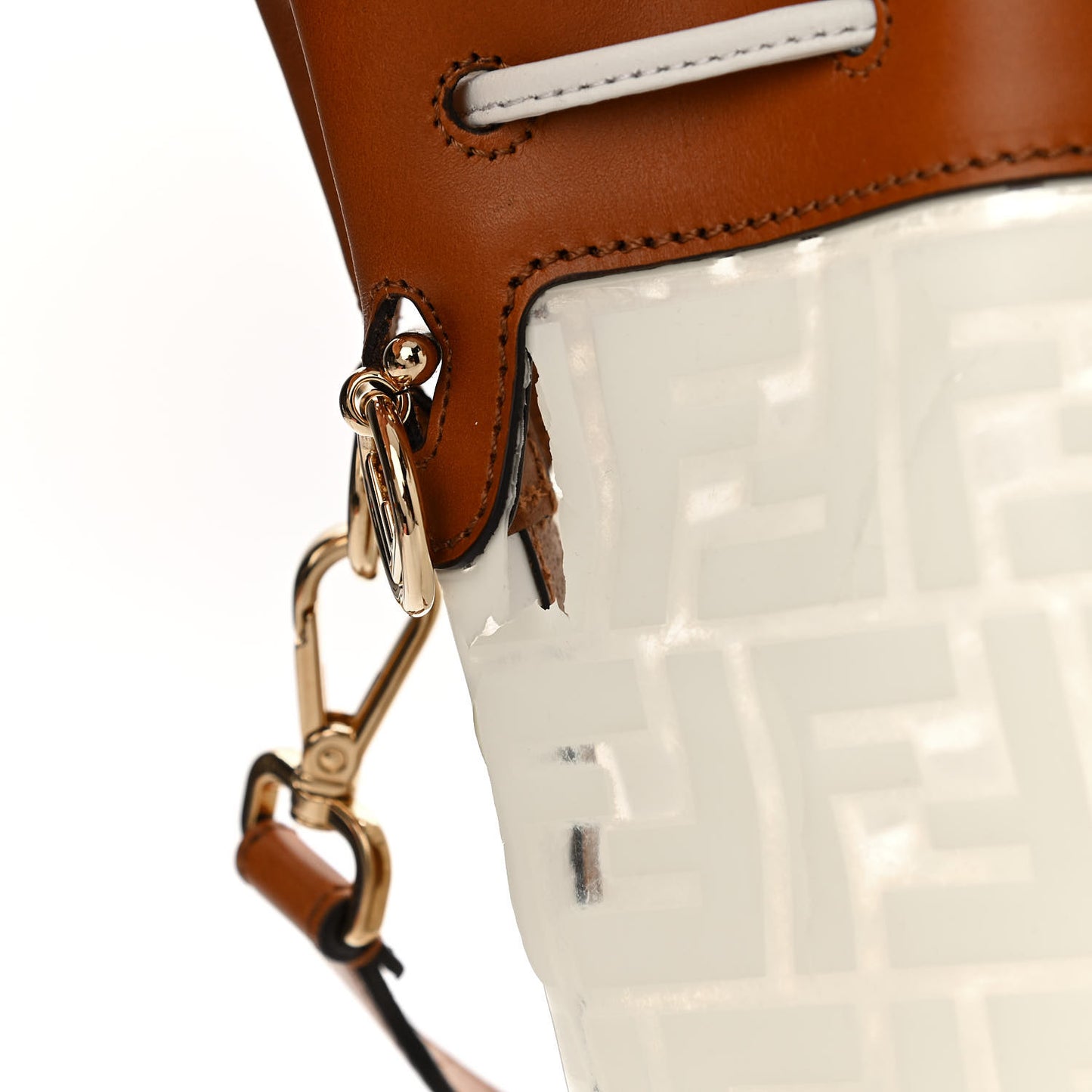 TPU FF Vitello Aura F is Fendi Grande Mon Tresor Bucket Bag White Cuoio