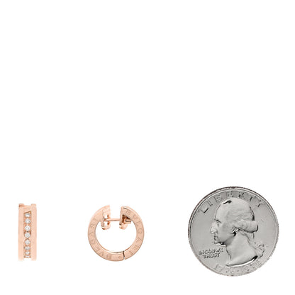 Bulgari 18K Rose Gold Diamond Small B.Zero1 Hoop Earrings 2 of 6